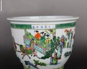 Qing dynasty Kangxi Style Famille verte wucai Porcelain flower pot,Rare China Art Vintage ceramic Collection Chinese Antiques Porcelain