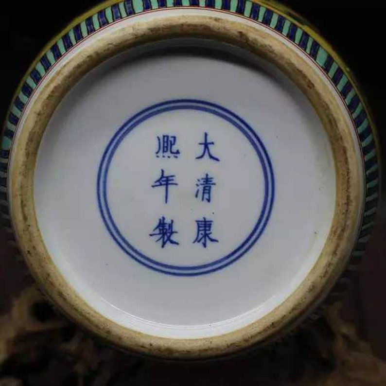 Chinese Antiaue Qing Dynasty Kangxi Guan Ware Style Famille Rose Fencai Porcelain Big Mallet Vase,China Vintage ceramic collection