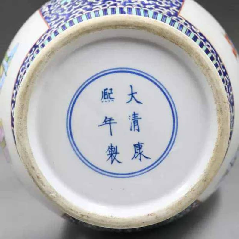Chinese Antiaue Qing Dynasty Kangxi Guan Ware Style Famille Rose Fencai Porcelain Plate,China Vintage ceramic collection