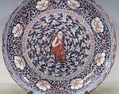Yuan Dynasty to Early Ming Dynasty Style Blue and White Underglaze Red Porcelain Big Plate.Eighteen Arhat Luohan Patterns Chinese Antiques