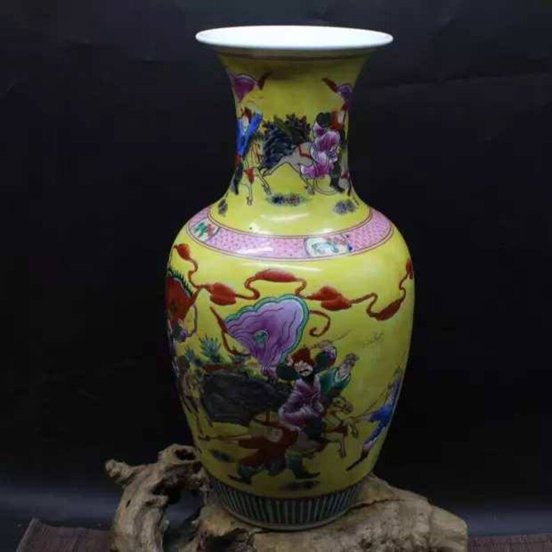 Chinese Antiaue Qing Dynasty Kangxi Guan Ware Style Famille Rose Fencai Porcelain Big Mallet Vase,China Vintage ceramic collection