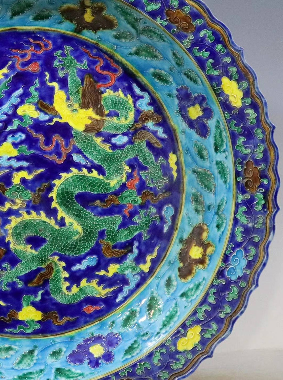 Chinese Ming Dynasty Yongle Guan Ware Style Blue Ground Etsy