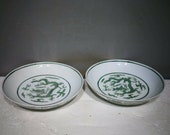 Pair of Ming Dynasty Hongzhi Guan Ware Style Fmille Verte Porcelain Plate.Rare China Imperial Art Vintage ceramic Collection Porcelain