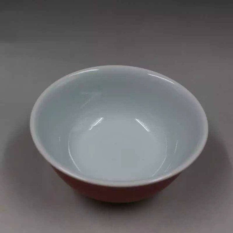 Chinese Antique 1962 Shanghai Museum Marked Style RED Glaze Porcelain Bowl.Rare China Royal Art Vintage ceramic Collection