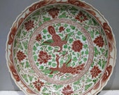 Late Yuan to Early Ming Dynasty Porcelain Underglaze Red Dragon Plate,Rare Vintage Chinese Royal Art Antique Ceramic Collection Porcelain