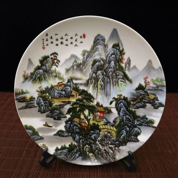 Qing Dynasty Qianlong  Style Famille Rose Fencai Porcelain Plate. ceramic Collection Chinese Antiques Porcelain Christmas Gifts