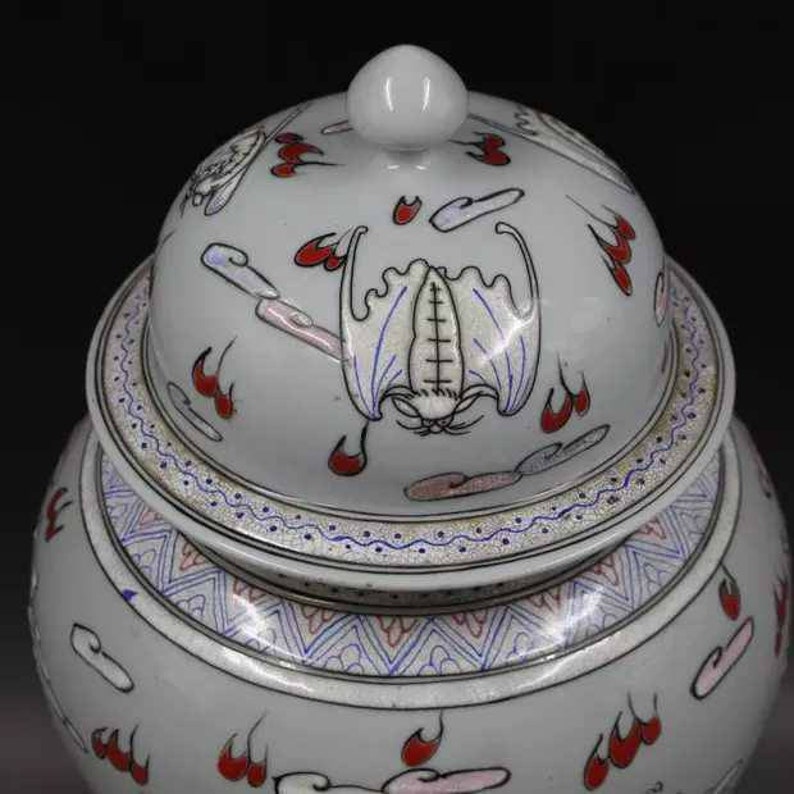 Chinese Antiaue Qing Dynasty Kangxi Guan Ware Style Famille Rose Fencai Porcelain Big Jar,Jug,Pot,China Vintage ceramic collection