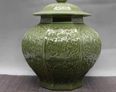 Ming Dynasty Longquan Ware Style Celadon Porcelain Big Ginger Jar,Jug,Pot,ceramic collection Chinese Antiques Porcelain Christmas Gifts