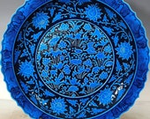 14th Early Ming Dynasty Guan Ware Porcelain Blue and Black Glaze Plate,Collectible Rare Vintage Ceramic Chinese Antiques Porcelain