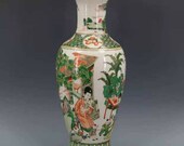 Qing Dynasty Kangxi Style Famille Verte Wucai Porcelain Big Guanyin Vase,China Vintage ceramic collection Chinese Antiques Porcelain