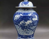Qing Dynasty Kangxi Style Blue and Whight Porcelain Big Jug, Ginger Jar,Pot,China Vintage ceramic collection Chinese Antiques Porcelain