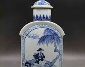 Qing Dynasty Kangxi Style Blue and White Doucai Porcelain Tea Jar,Jug,Pot,China Vintage ceramic collection Chinese Antiques Porcelain