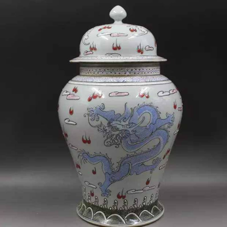 Chinese Antiaue Qing Dynasty Kangxi Guan Ware Style Famille Rose Fencai Porcelain Big Jar,Jug,Pot,China Vintage ceramic collection