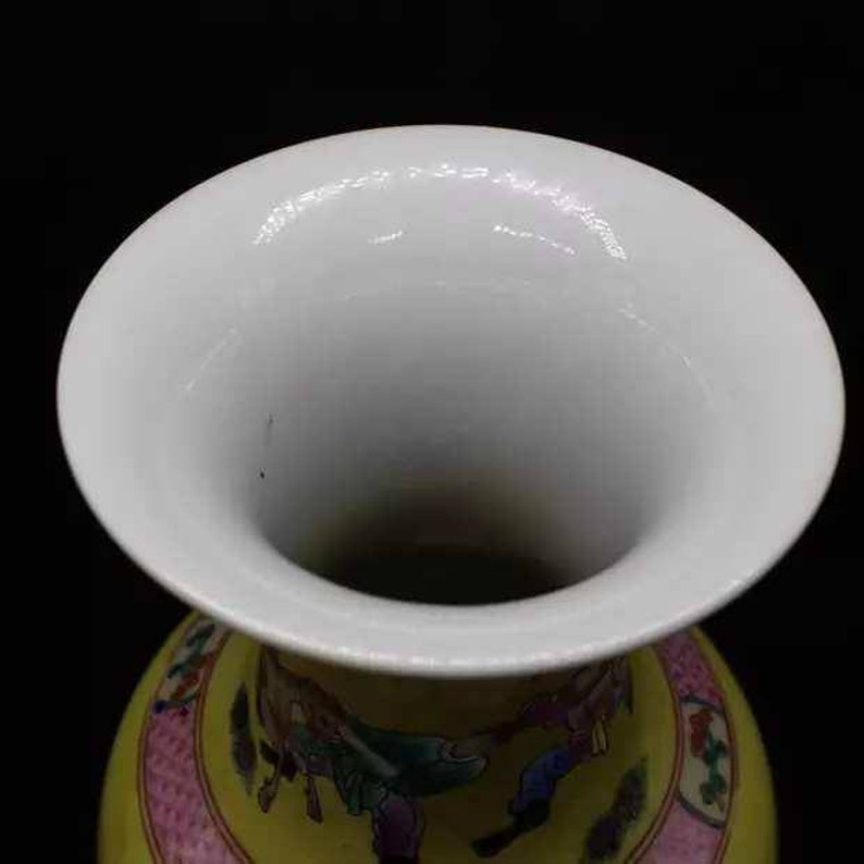 Chinese Antiaue Qing Dynasty Kangxi Guan Ware Style Famille Rose Fencai Porcelain Big Mallet Vase,China Vintage ceramic collection