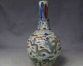 Chinese Ming Dynasty Chenghua Style Doucai Porcelain Flask Vase,Exclusive Vintage Chinese Art Antique Guan Ware Ceramic Chinese Antiques