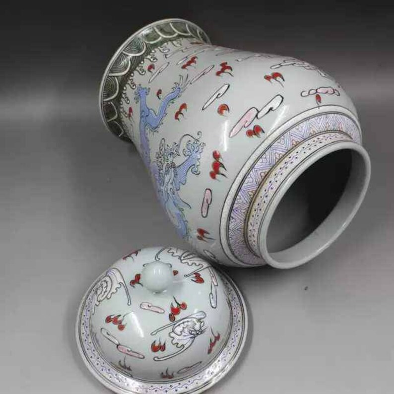 Chinese Antiaue Qing Dynasty Kangxi Guan Ware Style Famille Rose Fencai Porcelain Big Jar,Jug,Pot,China Vintage ceramic collection