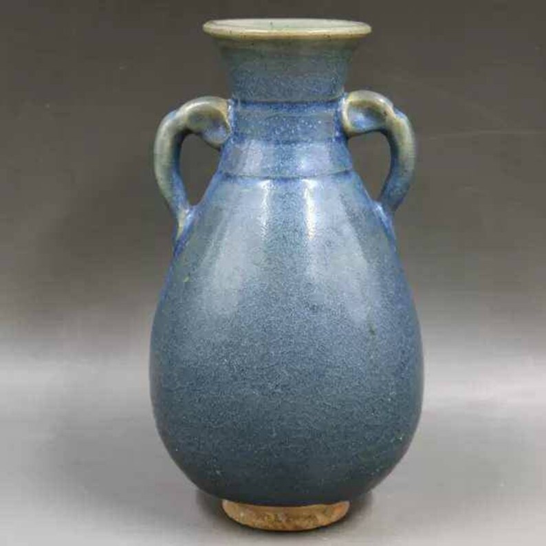 Chinese Antique Song Dynasty Jun Ware Style Celadon Yuhuchun Vase,Jun Kiln Porcelain Bottle,Rare China Royal Art Vintage ceramic collection