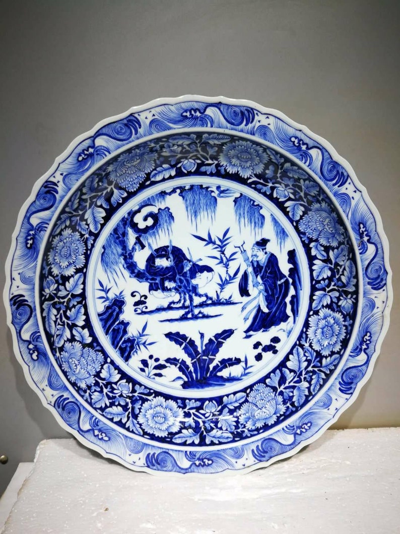Late Yuan to Early Ming Dynasty Porcelain Blue and White Plate,rare
