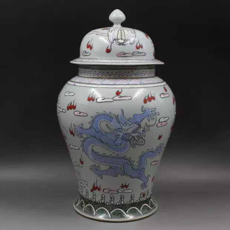 Chinese Antiaue Qing Dynasty Kangxi Guan Ware Style Famille Rose Fencai Porcelain Big Jar,Jug,Pot,China Vintage ceramic collection