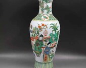 Qing Dynasty Kangxi Style Famille Verte Wucai Porcelain Big Guanyin Vase,China Vintage ceramic collection Chinese Antiques Porcelain
