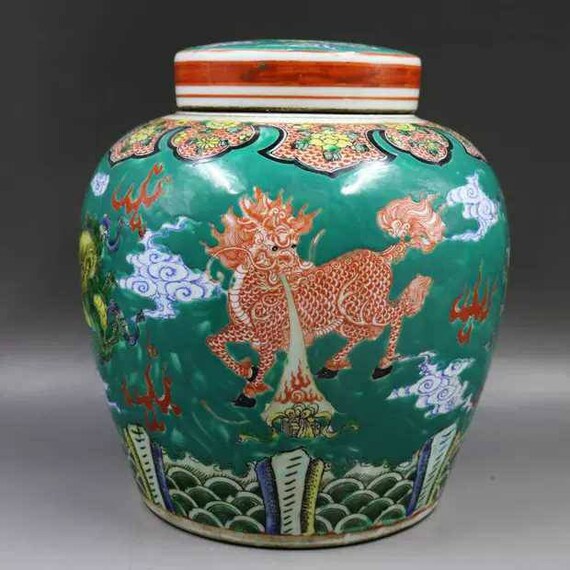 Qing Dynasty Kangxi Style Famille Verte Wucai Porcelain Big Etsy
