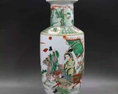 Qing Dynasty Kangxi Style Famille Verte Wucai Porcelain Big Mallet Vase,China Vintage ceramic collection Chinese Antiques Porcelain