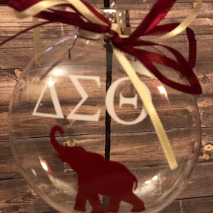 Delta Sigma Theta Ornament - Greek letters w/ elephant