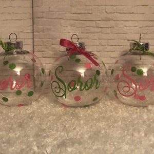 Soror - pink & green ornament