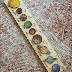 Wooden Solar System Puzzle for Preschool Education, Large Size Planets Wooden Toy for Kids