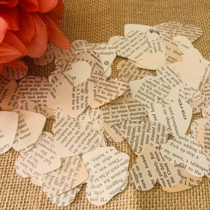 100 Count Vintage Heart Confetti Wedding Confetti Love Confetti 1 7/16&quot;