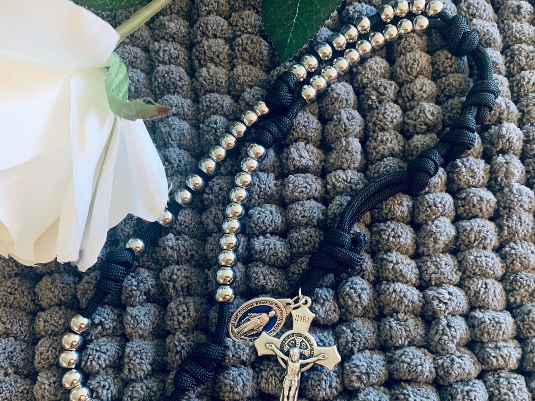 St. Jude Relic Stainless Steel Paracord Rosary With Miraculous Medal ...