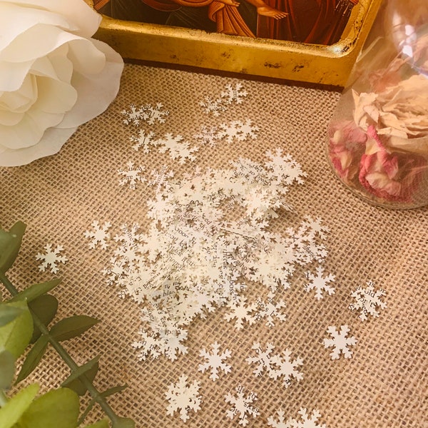 250 Count Small Vintage Snowflake Confetti Christmas Confetti Snowflake Confetti 5/8"