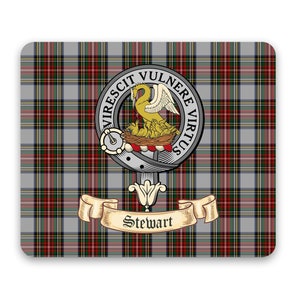 Stewart Scottish Clan Mouse pad with Stewart Clan Crest on Stewart Tartan