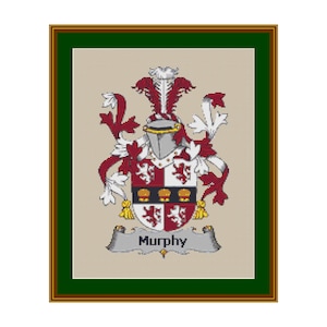 Murphy Family Name Coat of Arms Cross Stitch Pattern