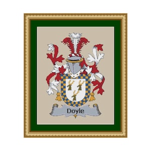 Doyle Family Name Coat of Arms Cross Stitch Pattern