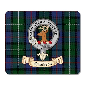 Davidson Scottish Clan Mouse pad with Davidson Clan Crest on Davidson Tartan