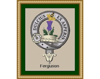 Ferguson Scottish Clan Crest Cross Stitch Pattern - Download - Proudly display your Scottish Clan Ferguson with this cross stitch crest