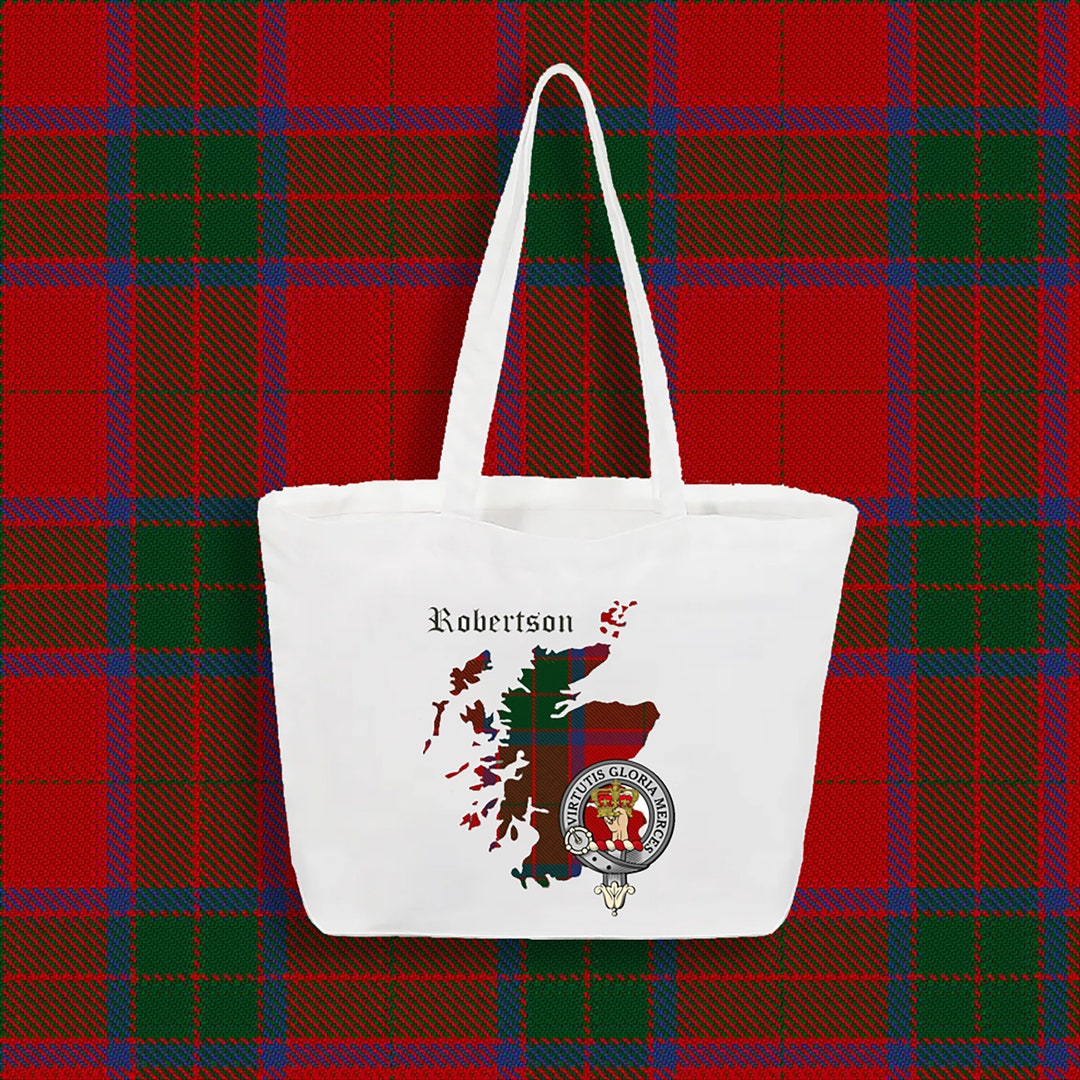 Robertson Scottish Clan Tote Bag With Clan Tartan and Crest - Etsy