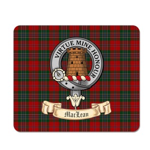 MacLean Scottish Clan Mouse pad with MacLean Clan Crest on MacLean Tartan