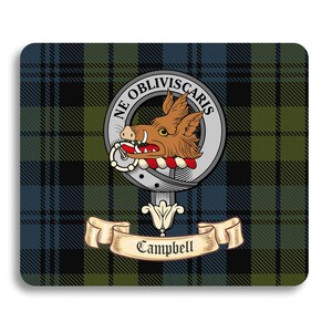 Campbell Scottish Clan Mouse pad with Campbell Clan Crest on Campbell Tartan