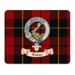 Wallace Scottish Clan Mouse pad with Wallace Clan Crest on Wallace Tartan