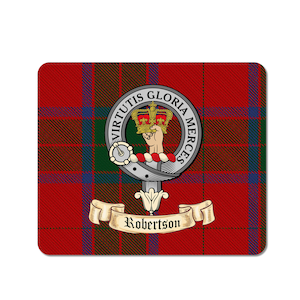 Robertson Scottish Clan Mouse pad with Robertson Clan Crest on Robertson Tartan