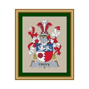 Henry Family Name Coat of Arms Cross Stitch Pattern