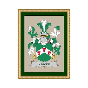 Kearns Family Name Coat of Arms Cross Stitch Pattern