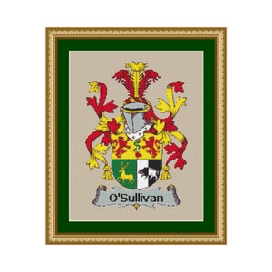 O&#39;Sullivan Family Name Coat of Arms Cross Stitch Pattern