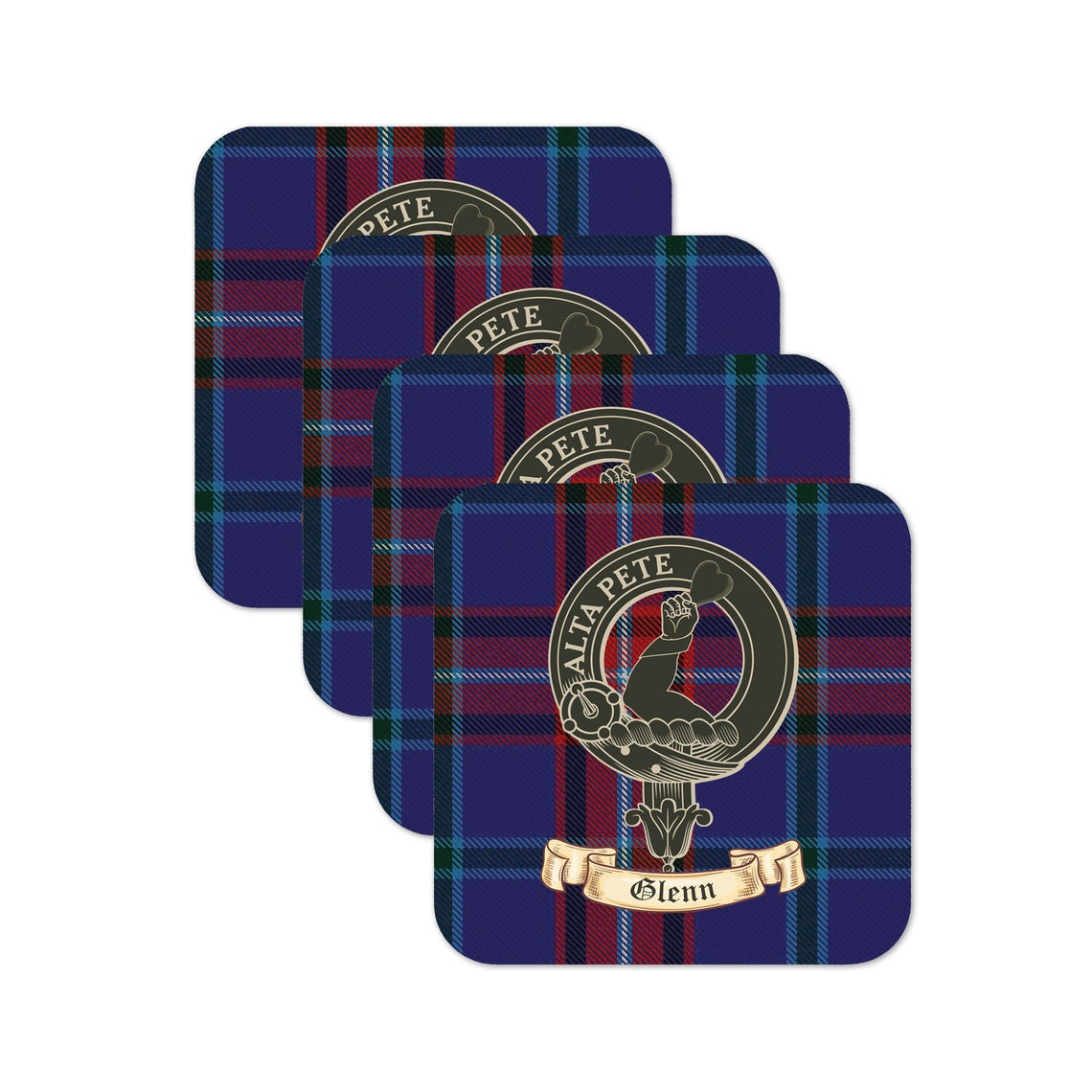 Glenn Scottish Clan Coaster Gift Set Set of four Etsy