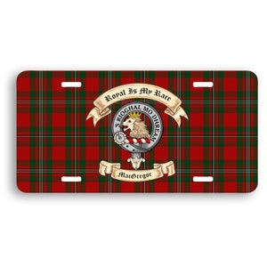 MacGregor Scottish Clan License Plate with Crest-Motto and Tartan