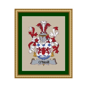 O&#39;Neill Family Name Coat of Arms Cross Stitch Pattern - Download