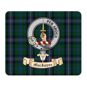MacIntyre Scottish Clan Mouse pad with MacIntyre Clan Crest on MacIntyre Tartan