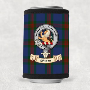 Wilson Scottish Clan Drink Can Coolie with Wilson Clan Crest on Wilson Tartan